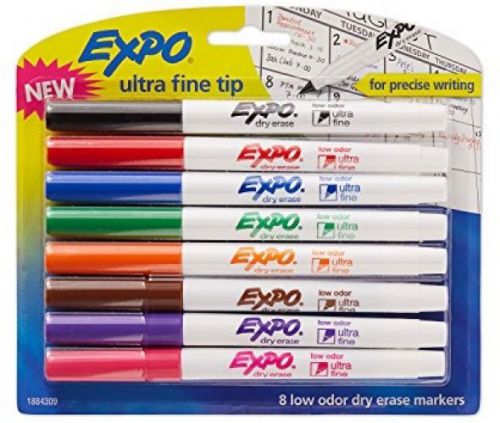 EXPO Low-Odor Dry Erase Markers, Ultra Fine Tip, Assorted Colors, 8-Count