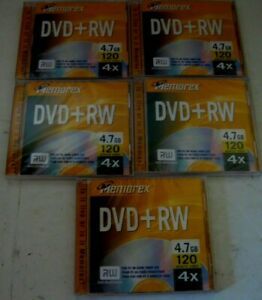 DVD Memorex +RW 4X 4.7GB 120 Minute 5 Pack