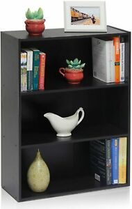 3-Tier Open Shelf Bookcase Espresso Color