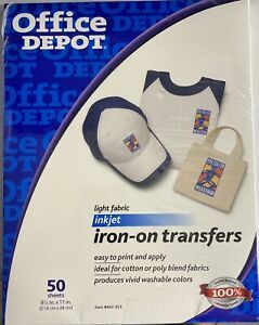 Iron On Transfers 50 Sheets 8.5&#034;x11&#034; Office Depot Premium Selection Inkjet cb