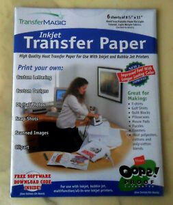 New Sealed Transfer Magic Inkjet TRANSFER PAPER 8.5 X 11&#034;  6 Sheets/Pkg, FXINK-6