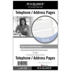 AT-A-GLANCE Day Runner Telephone and Address Pages, Refill, Loose-Leaf, Undat...