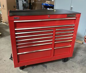 PROTO JSTV4239RD14RD Gloss Red Heavy Duty Rolling Tool Cabinet 42&#034; x 22-3/8&#034; x 3