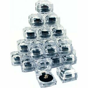 24 Clear Crystal Ring Gift Boxes 1 7/8&#034;