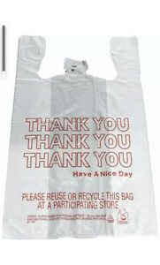 Bags 1/6 Small  8 x 4 x 16 THANK YOU T-Shirt Plastic 800 Shopping Bags white