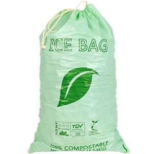 Biodegradable 10 lb. Drawstring Ice Bags,KTOB 50 Pack Heavy-Duty Disposable E...