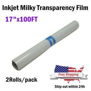 US Stock! Waterproof Inkjet Milky Transparency Film for Silk Screen 17&#034;x100FT
