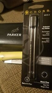 2 Cross 8514-2 Black Fine Ballpoint Pen Refills (1 Pack) NEW SEALED $1.00 SHIP&#039;N