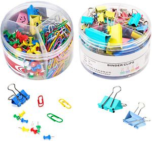 2 Pack of Binder Clips, Paper Clips Assorted Sizes and Pins, 72 Large&amp;Small 180