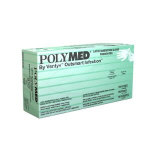 Polymed Latex Gloves - SMALL 100/Bx. Powder-Free, Micro-rough Textured surface