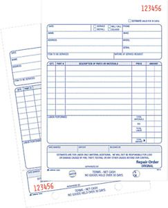 Adams Repair Order Book, Carbonless, 2-Part, White/White, 5-9/16 x 8-7/16 Inches