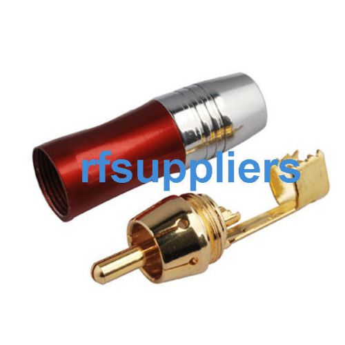 2 x rca straight plug crimp red connector for the cable 50-5 free shipping for sale