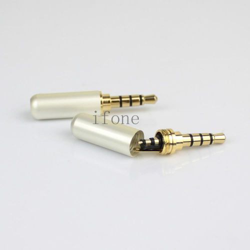 New 3.5mm 4 Pole Male Repair headphone Jack Plug Metal Audio Soldering white