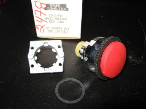 Round pushbutton red stay-put hand release 33mm mte ltd. 01-000854-011 - nos for sale