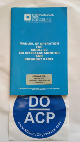 INT. DATA MODEL 60 EIA INTERFACE MONITOR  BREAKOUT PANEL OPERATION MANUAL R3-S24