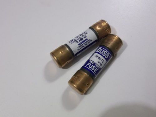 Quantity of 2 BUSS BUSSMANN Fuse cartridge  NON 15 amp fuse  250 volt