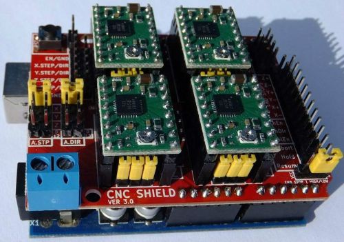 New assembled cnc shield expansion brd.v3 and 4pcs a4988 drivers for arduino for sale