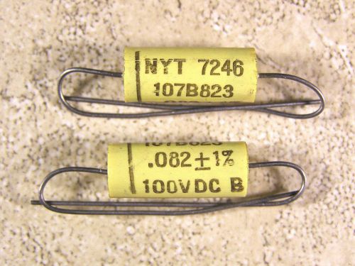 3 Nytronics 107B .082uf 100VDC Polyester Film / Foil Capacitors +/- 1% NOS