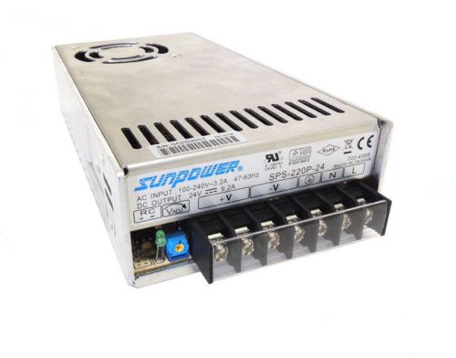 Sunpower sps-220p-24 switching power supply 220w 24v pfc single output enclosed for sale