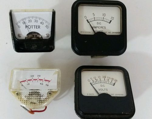 2 Emico &amp; 2 unknown meters Amp Wattmeter Milliamp Meters DC Ham Radio panel