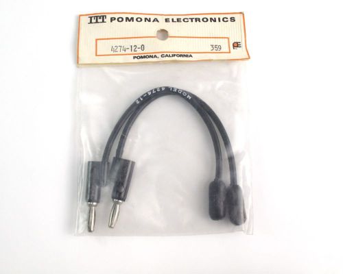 Nos itt/pomona 4274-12-0 multi-stacking banana plug patch cord black 12&#034; for sale
