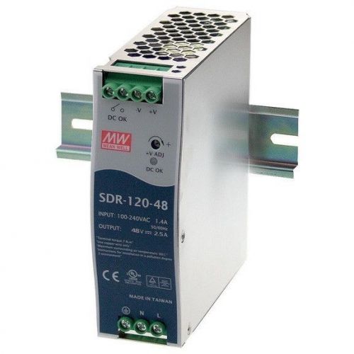 Mean well sdr-120-48 ac/dc power supply single-out 48v 2.5a 120w 7-pin new for sale