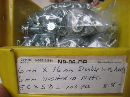 M6 6mm  hex head  bolts 16 mm long 1.0  pitch  8.8 grade w/nuts  100 piece  lot for sale