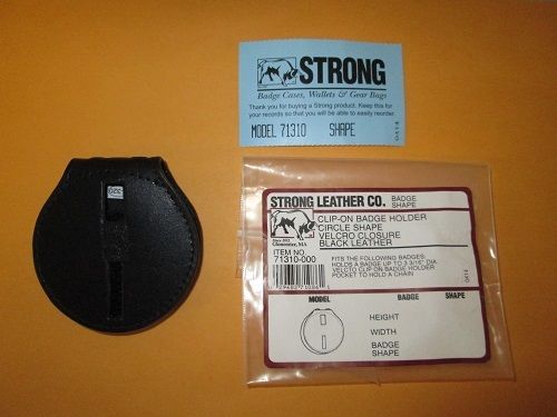 Strong Leather 71310-0002 Black Velcro Clip-On Round Badge Holder/Case