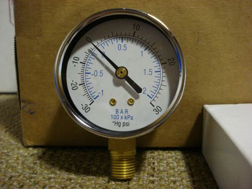 NuLine Pressure Gauge 2 1/2&#034; Dial 1/4&#034; NPT Scale Range 30-0-30 Steel Case