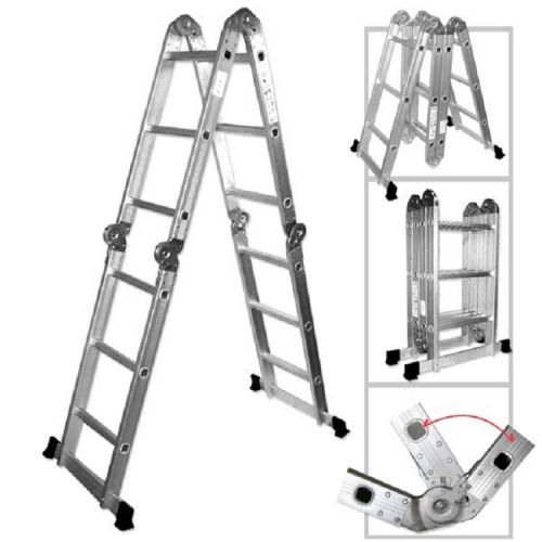 New 12.5&#039; Multi Purpose Ladder Aluminum Adjustable Folding Step Extension Lader