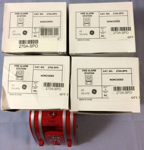 NIOB Lot of (4) GE Security ESL #270A-SPO Commercial Fire Alarm Pull Stations