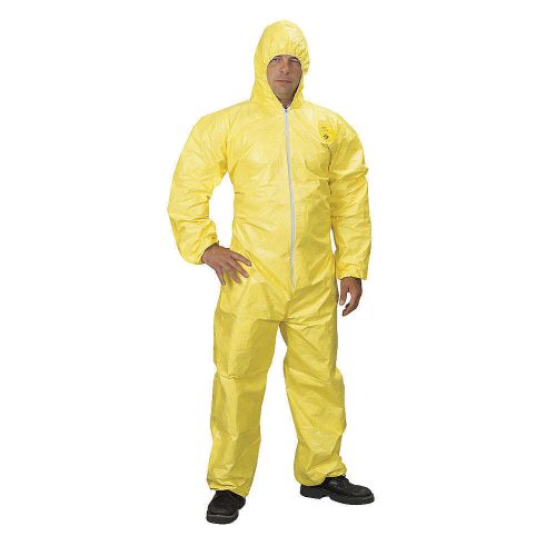 Chemical resistant tyvek hooded zippered safety suit new! yellow xxl for sale