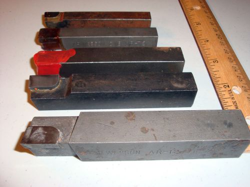 LOT OF 5 LATHE CUTTING TOOLS CARBIDE 3/4&#034;, 5/8&#034;,1/2&#034; SHANKS