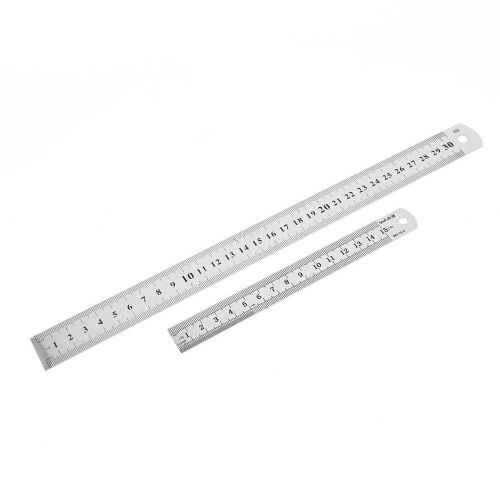 2 in 1 15cm 30cm double side students metric straight ruler silver tone for sale