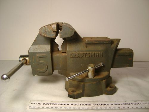 Craftsman Bench Vise, 5&#034; # 51855, Great Condition, Cast, Heavy Duty, Weighs 28#