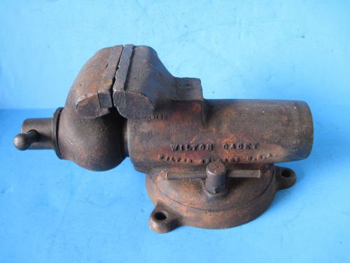 Vintage cast iron wilton cadet bullet 3 1/2&#034;wide jaws swivel vise u.s.a. made for sale