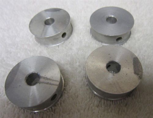(4) 1 3/16&#034; aluminum drive flat belt pulleys-3/8&#034; wide with a 5/16&#034; center for sale