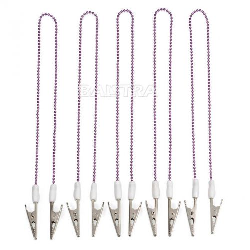 5pc dental instrument bib clips flexible ball chain napkin holder purple color for sale
