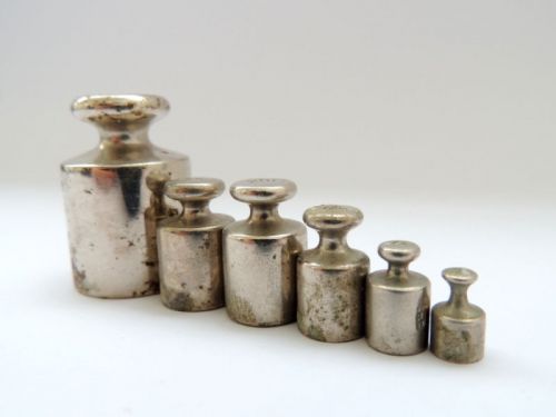 Set of 6 Vintage Antique Old Russian Soviet Steel Weights for Scale Made in USSR