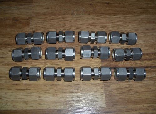 (12) new swagelok stainless steel union tube fittings ss-810-6 for sale