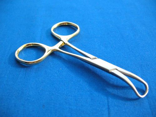 Set of 4 o.r grade backhaus towel clamp spay pack forcep 3.5&#034; with gold handle for sale