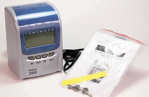 Pyramid 2400 top loading 4-column time recorder 2400+ 100time card &amp; card holder for sale