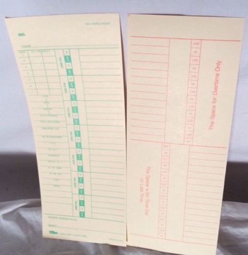 500 TOPS 1257 Weekly Time Cards Acroprint Amano Front Loading Time Clocks 1257