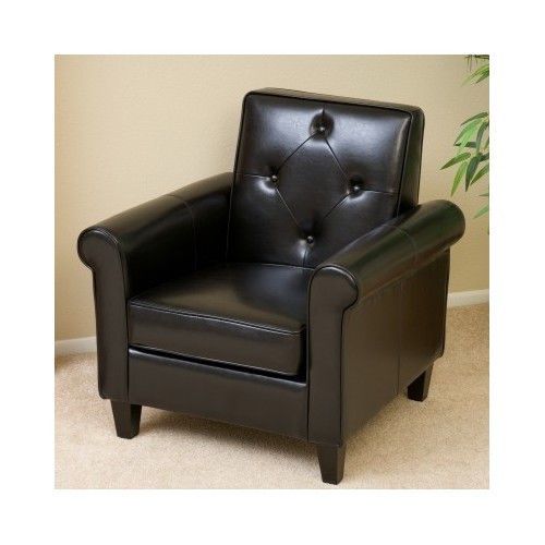Black Leather Club Chair home office furniture upholstered Couch Living Room NEW