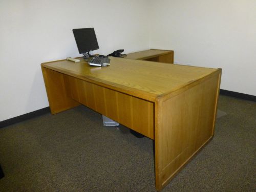 L-shaped executive desk and credenza matching set
