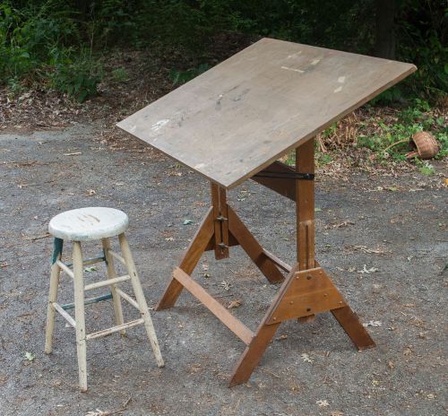 Vintage Drafting Table Architect Designer Tilt Adjustable Industrial