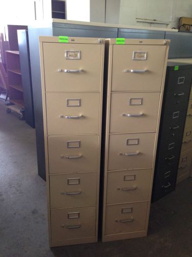 **LOT OF 2 5DRAWER LETTER SIZE FILE CABINETS by HON OFFICE FURN w/LOCK&amp;KEY**