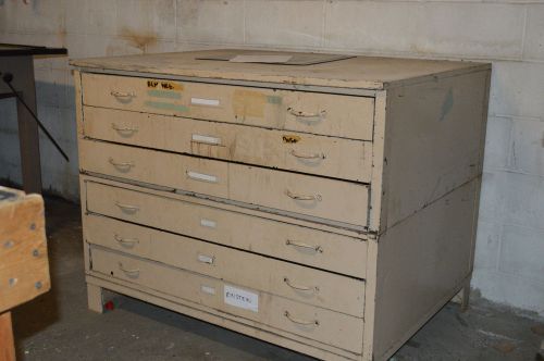 Vintage Steel Indusrial Flat File Storage Drawer Top Cabinet Three Drawer
