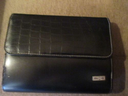 DAY ONE FRANKLIN COVEY Black Faux Leather 6 ring Binder Notebook Organizer