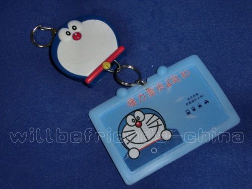 Doraemon Can-stretch Key Ring Keychain IC ID Card Holder Skin Cover Bag Charm